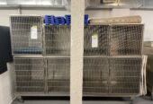 Stainless steel kennels (various sizes) + cat condo